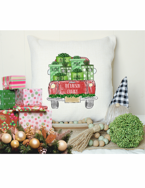 Christmas truck family towel/pillow